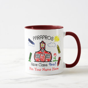 Parapros Have Class Too! Schoolhouse & Crayons Mug