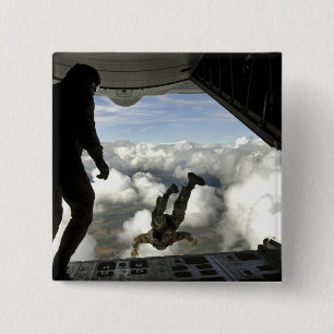 Pararescuemen jump out the back of a C-130 15 Cm Square Badge