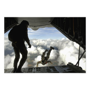 Pararescuemen jump out the back of a C-130 Photo Print