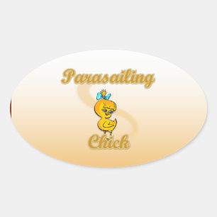 Parasailing Chick Oval Sticker