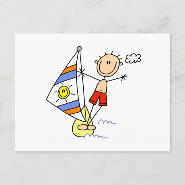 Parasailing Stick Figure Postcard (Front)
