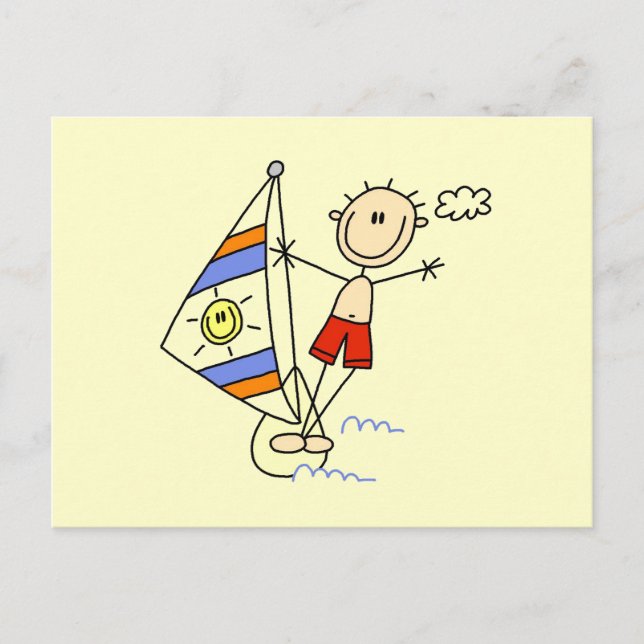 Parasailing Stick Figure Postcard (Front)
