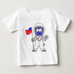 Parasaurolophus Astronaut Holding American Flag. Baby T-Shirt