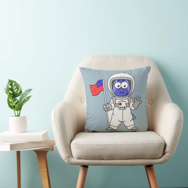 Parasaurolophus Astronaut Holding American Flag. Cushion (Chair)
