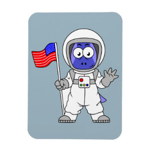 Parasaurolophus Astronaut Holding American Flag. Magnet
