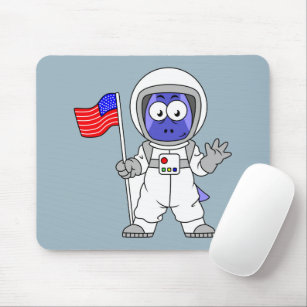 Parasaurolophus Astronaut Holding American Flag. Mouse Mat