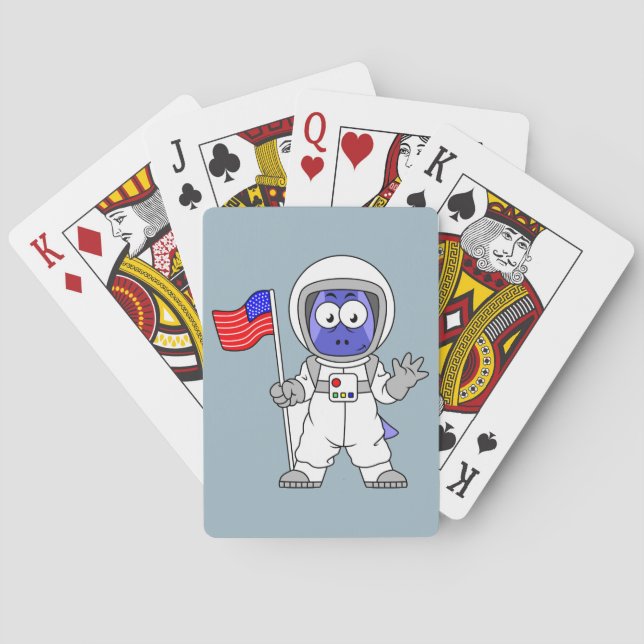 Parasaurolophus Astronaut Holding American Flag. Playing Cards (Back)