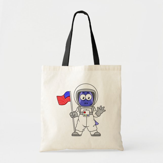 Parasaurolophus Astronaut Holding American Flag. Tote Bag (Front)