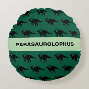 Parasaurolophus Dinosaur Silhouette Round Cushion