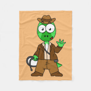 Parasaurolophus Dressed As Indiana Jones. Fleece Blanket