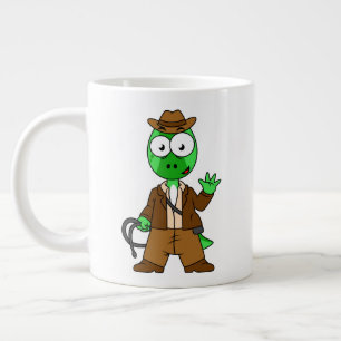Parasaurolophus Dressed As Indiana Jones. Large Coffee Mug