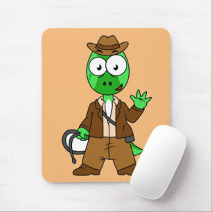 Parasaurolophus Dressed As Indiana Jones. Mouse Mat
