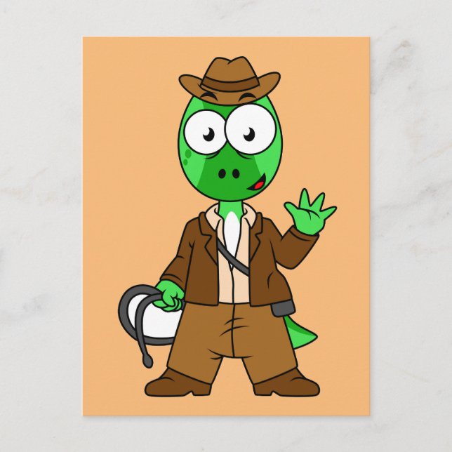 Parasaurolophus Dressed As Indiana Jones. Postcard (Front)