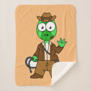 Parasaurolophus Dressed As Indiana Jones. Sherpa Blanket