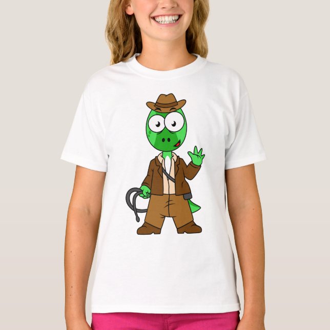 Parasaurolophus Dressed As Indiana Jones. T-Shirt (Front)