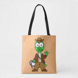 Parasaurolophus Dressed As Indiana Jones. Tote Bag