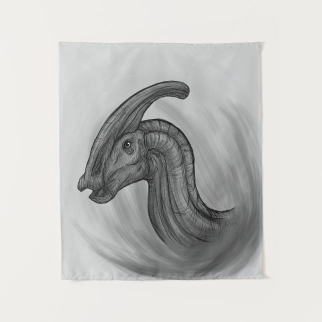 Parasaurolophus Sketch Tapestry (Front)