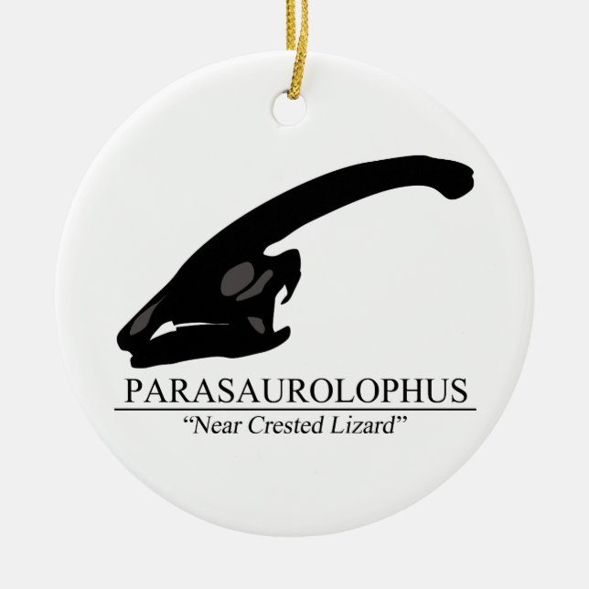 Parasaurolophus Skull Ceramic Tree Decoration (Front)