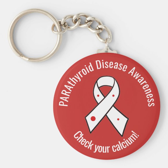 Parathyroid Disease Awareness Ribbon Key Ring (Front)