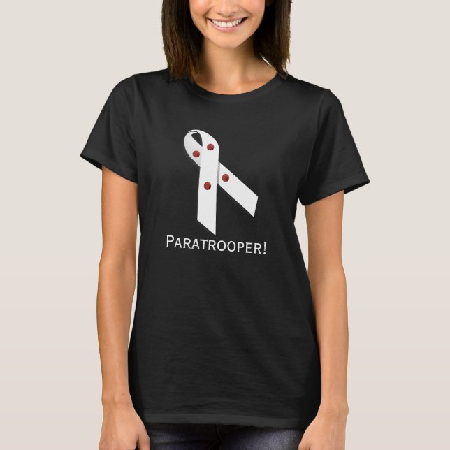 Parathyroid  Paratrooper White Ribbon T-Shirt (Front)