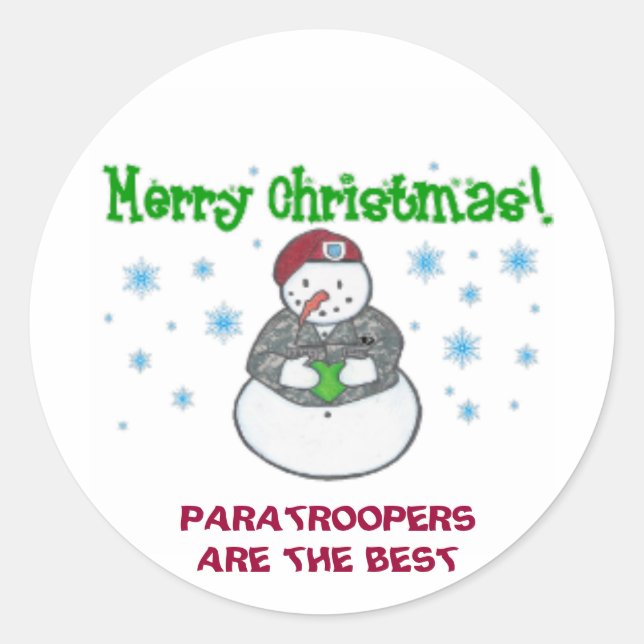 Paratrooper HOLIDAY Classic Round Sticker (Front)