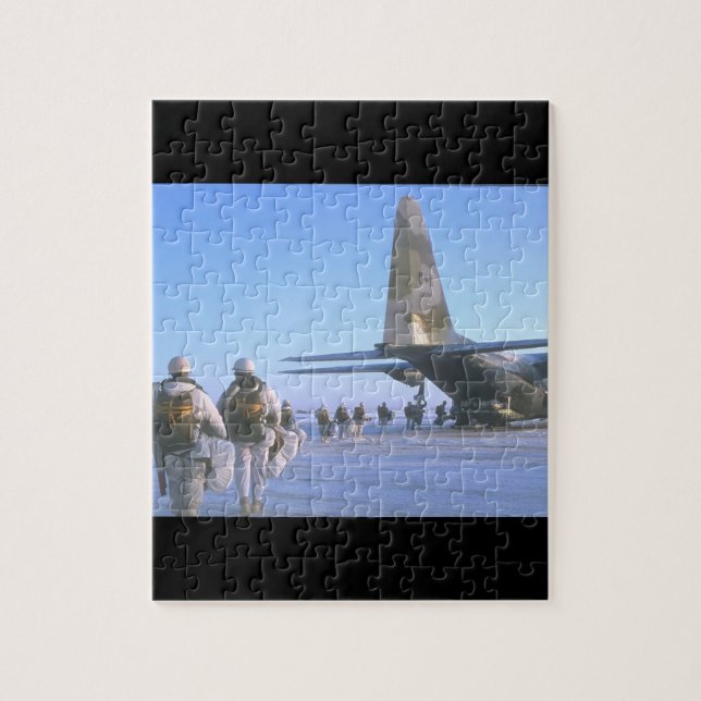 Paratroopers boarding C-130_Military Aircraft Jigsaw Puzzle (Vertical)