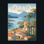 Paraty Brazil Travel Art Vintage Postcard<br><div class="desc">Paraty retro vector travel design. Paraty is a small town backed by mountains on Brazil's Costa Verde,  between Rio de Janeiro and São Paulo.</div>