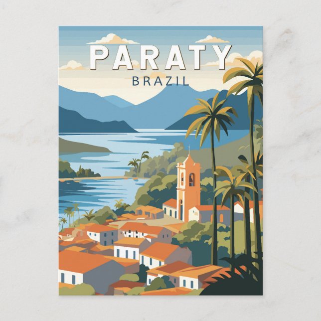 Paraty Brazil Travel Art Vintage Postcard (Front)