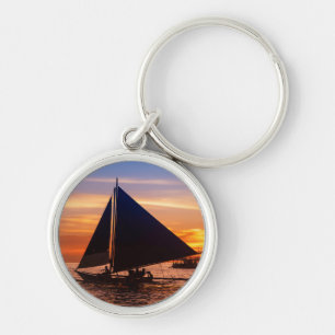 Paraw Sailing At Sunset  Phillipines Key Ring