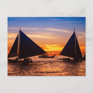 Paraw Sailing At Sunset  Phillipines Postcard