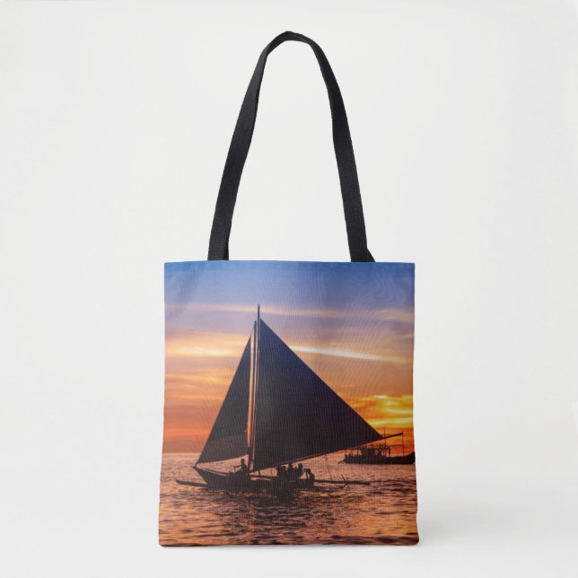 Paraw Sailing At Sunset |Phillipines Tote Bag (Front)