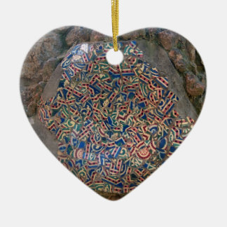 Parc Guell Mosaic Rainbow and Orange Heart Ceramic Tree Decoration