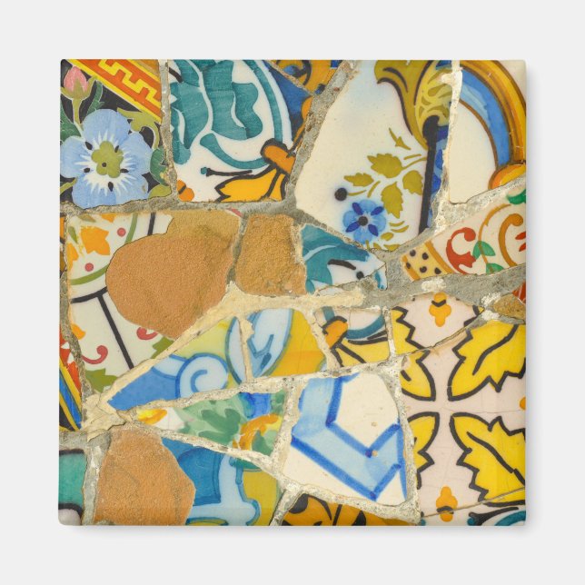 Parc Guell Yellow Ceramic Tiles in Barcelona Spain Magnet (Front)