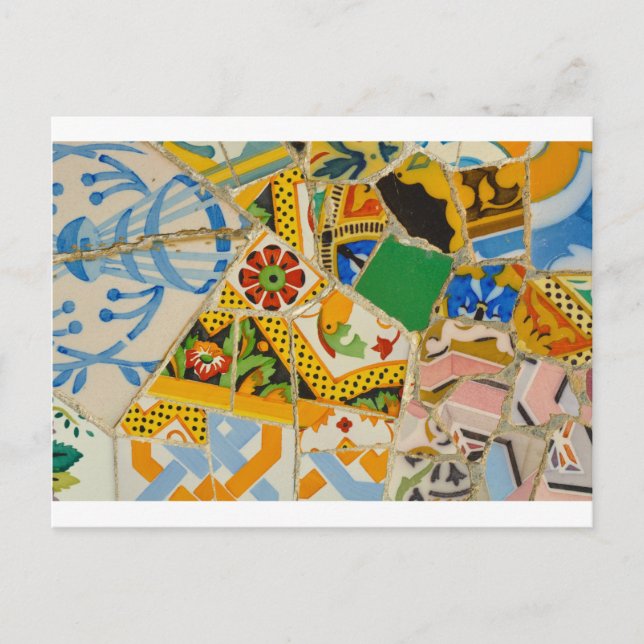 Parc Guell Yellow Ceramic Tiles in Barcelona Spain Postcard (Front)