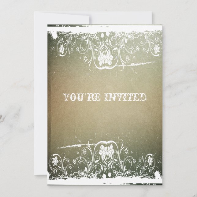 Parchment Grunge Lace Housewarming Invitation (Front)
