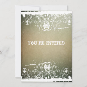 Parchment Grunge Lace Housewarming Invitation