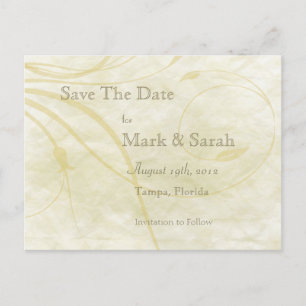 Parchment Leafy Flourish Save The Date Announcement Postcard
