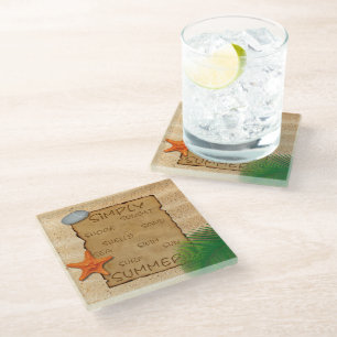 Parchment on Sand Background - Glass Coaster