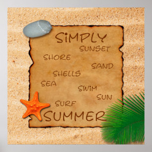 Parchment on Sand Background - Poster Print