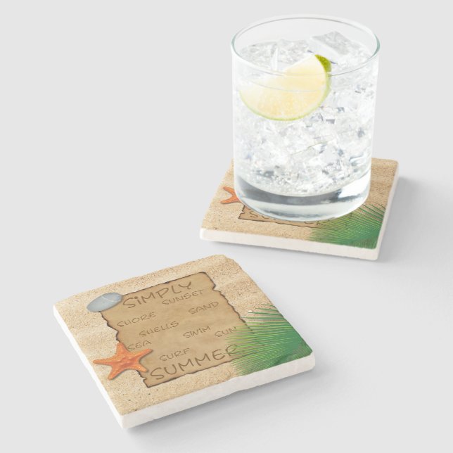 Parchment on Sand - Marble Stone Coaster (Side)