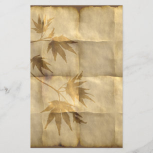 Parchment paper and gold maple leaves stationery