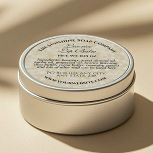 Parchment paper style lip balm tin label