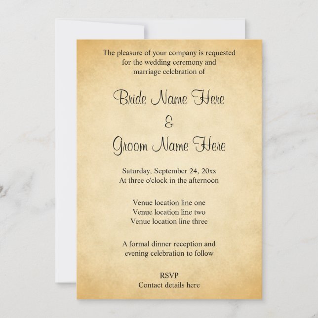 Parchment Pattern Design Wedding Invitation (Front)