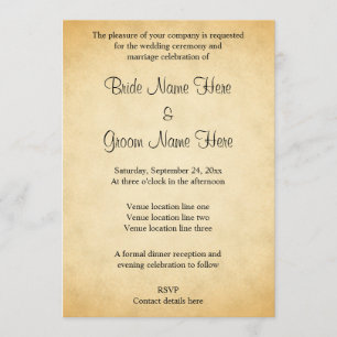 Parchment Pattern Design Wedding Invitation