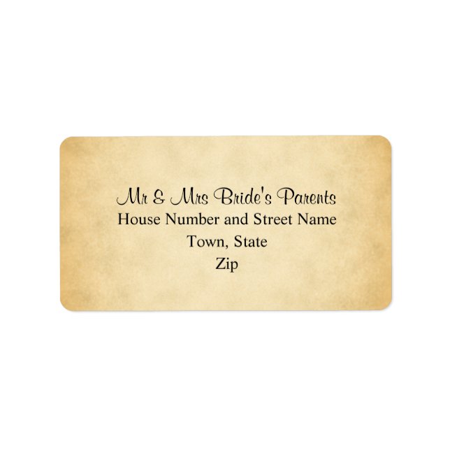 Parchment Pattern Design Wedding Label (Front)