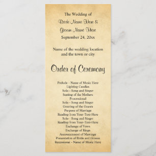 Parchment Pattern Design Wedding Program Programme