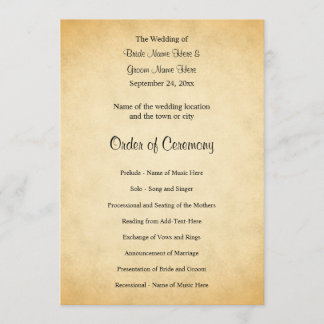 Parchment Pattern Design Wedding Program Programme