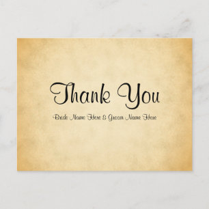 Parchment Pattern Design Wedding Thank You Postcard