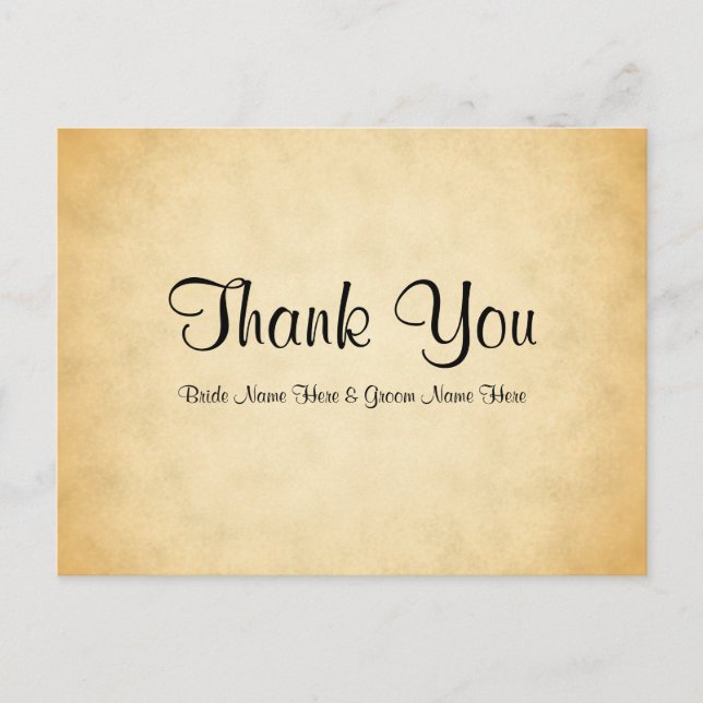 Parchment Pattern Design Wedding Thank You Postcard (Front)