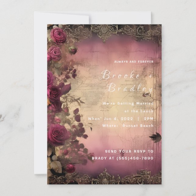 Parchment & Rose Vintage Wedding Invitation (Front)